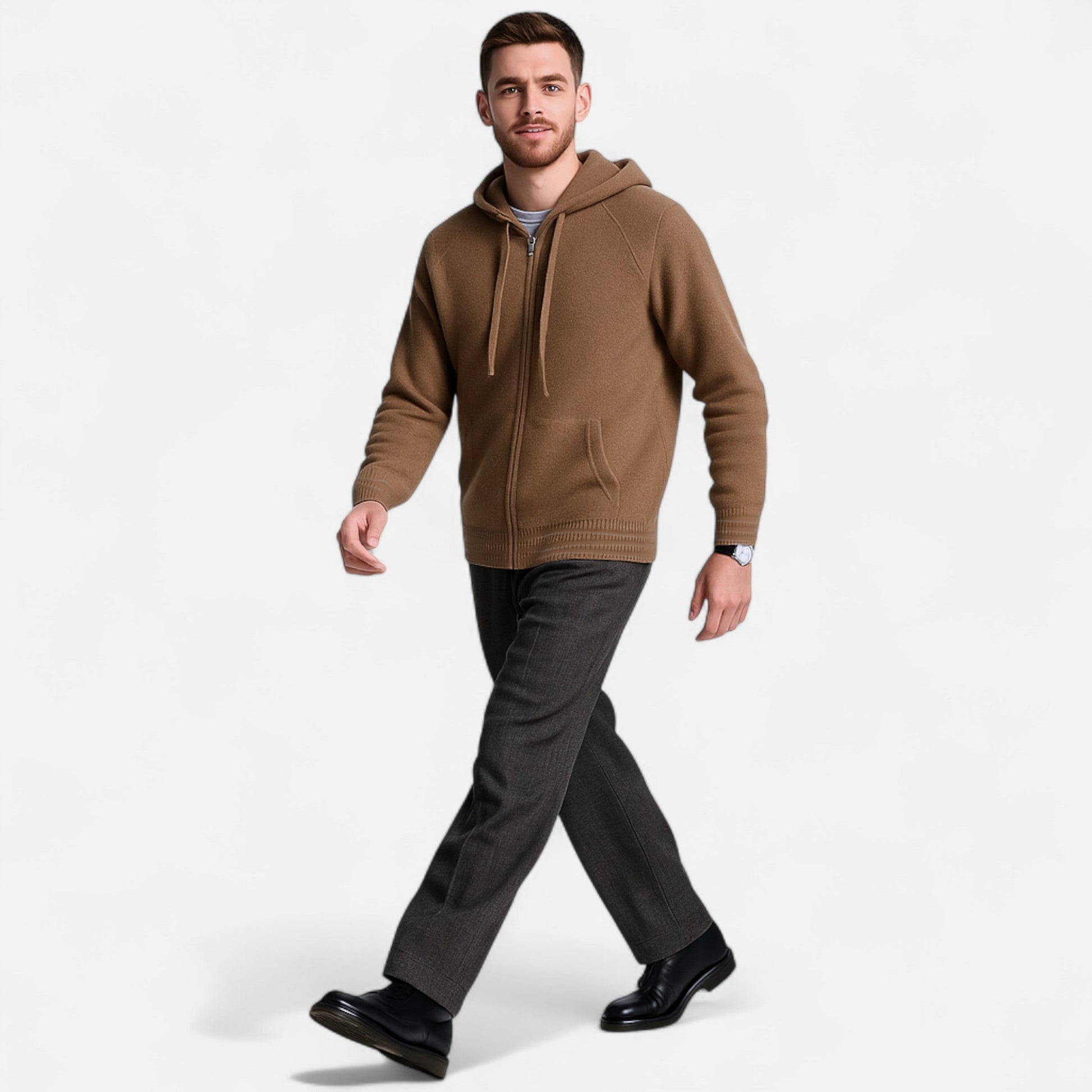 Dorevelle | Men’s Stylish Hooded Cardigan – Cozy and Elegant Winter Knitwear