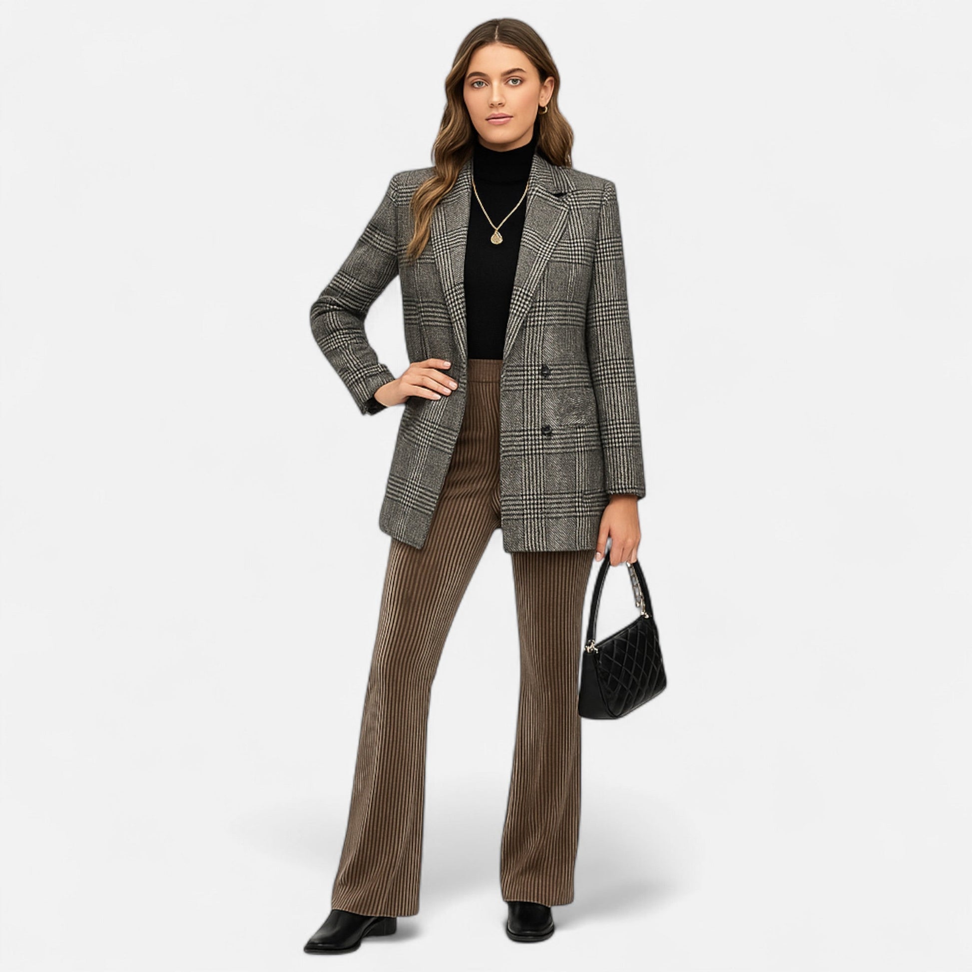 Dorevelle | Damenklassischer Houndstooth-Mantel – Zeitlose Eleganz und Stil