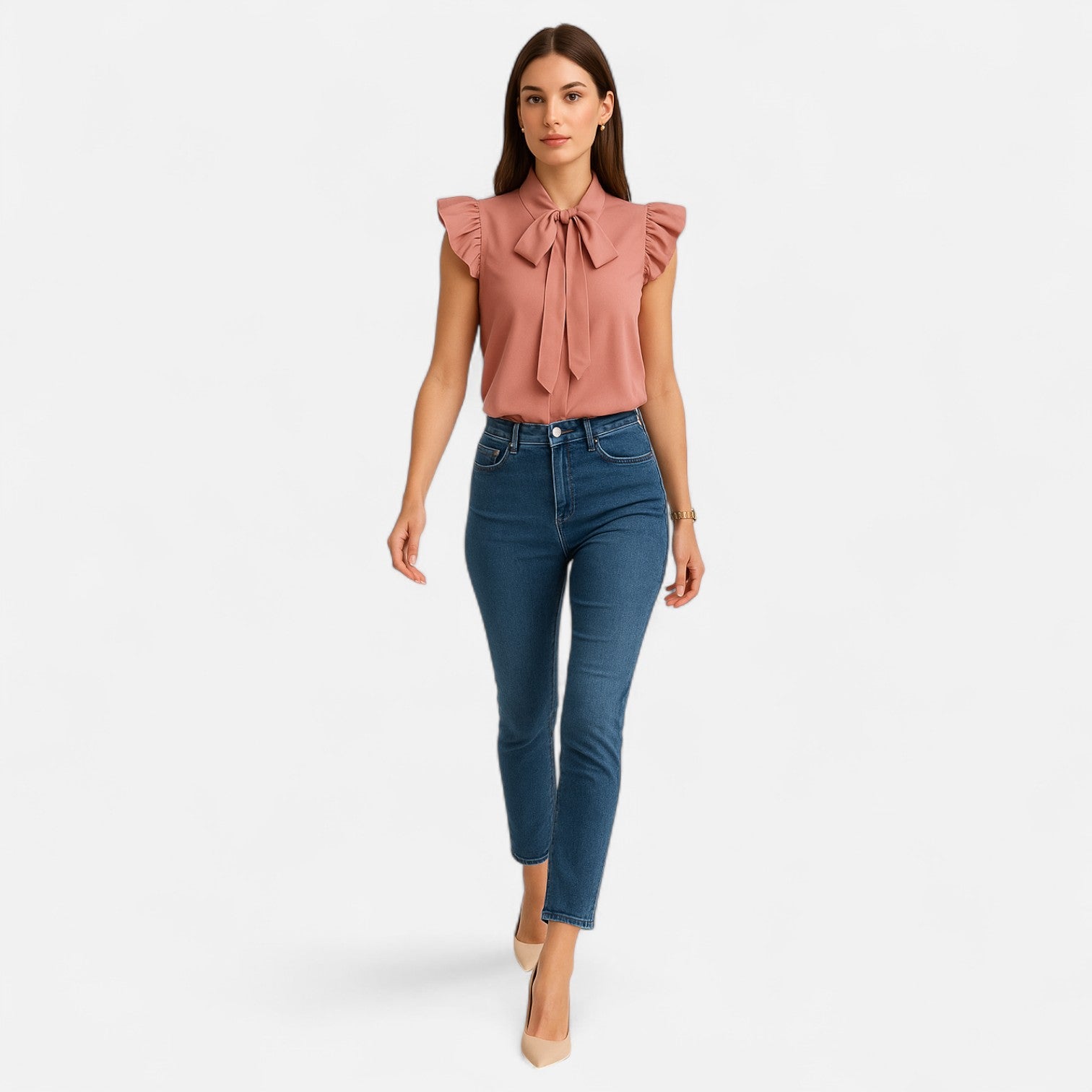 Dorevelle Opaca Collo Donna – Top in Chiffon con Nastrino Senza Maniche