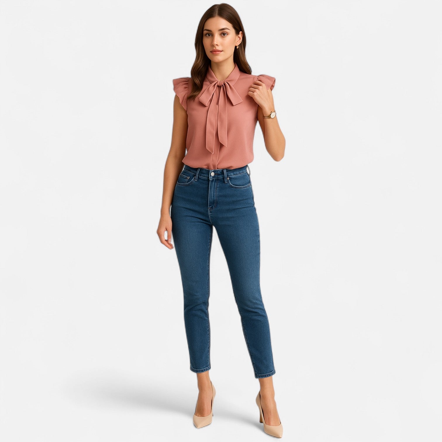 Dorevelle Opaca Collo Donna – Top in Chiffon con Nastrino Senza Maniche