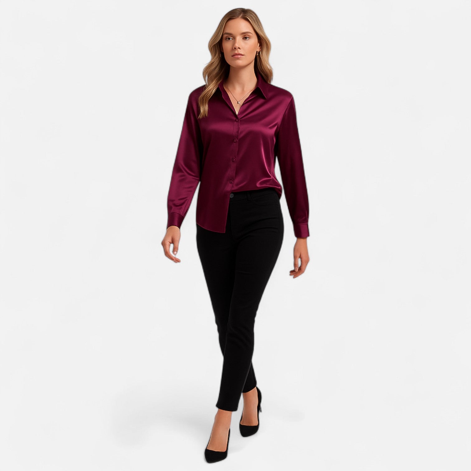 Dorevelle Women's Elegant Satin Shirt with Heritage Collar for a Classic Stylish Look