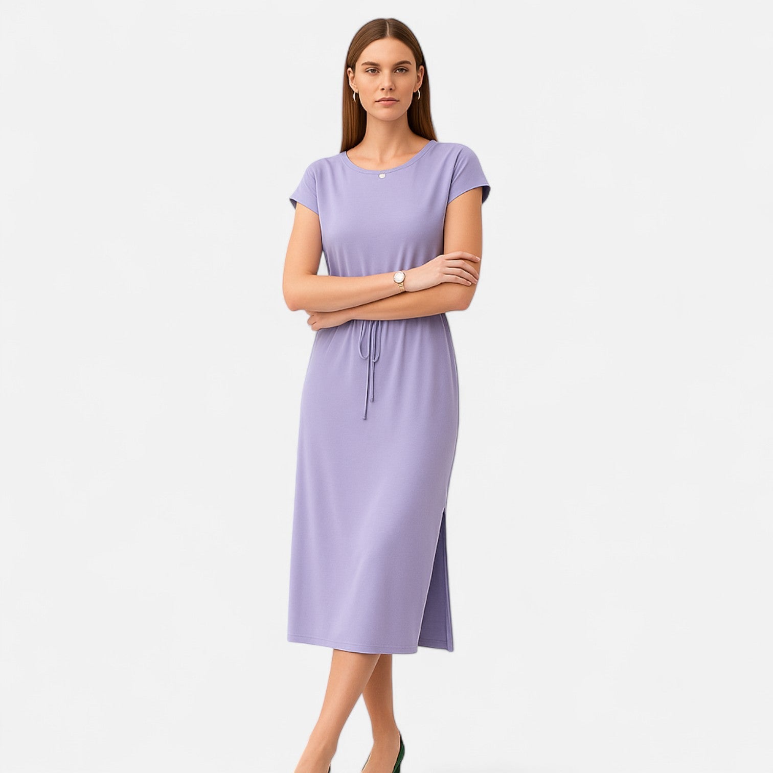 Dorevelle Women's Elegant White Dress with Stylish Heritage Knot Detail