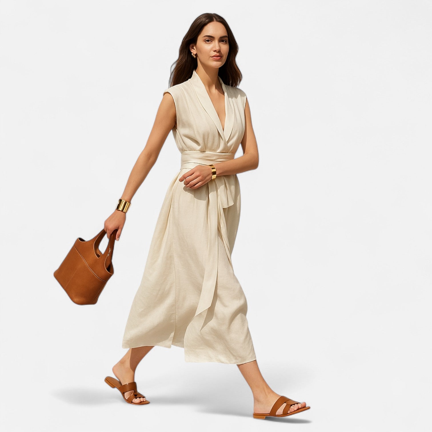 Dorevelle Women's Sleeveless Linen Dress – Elegant Heritage Style for Chic Summery Looks