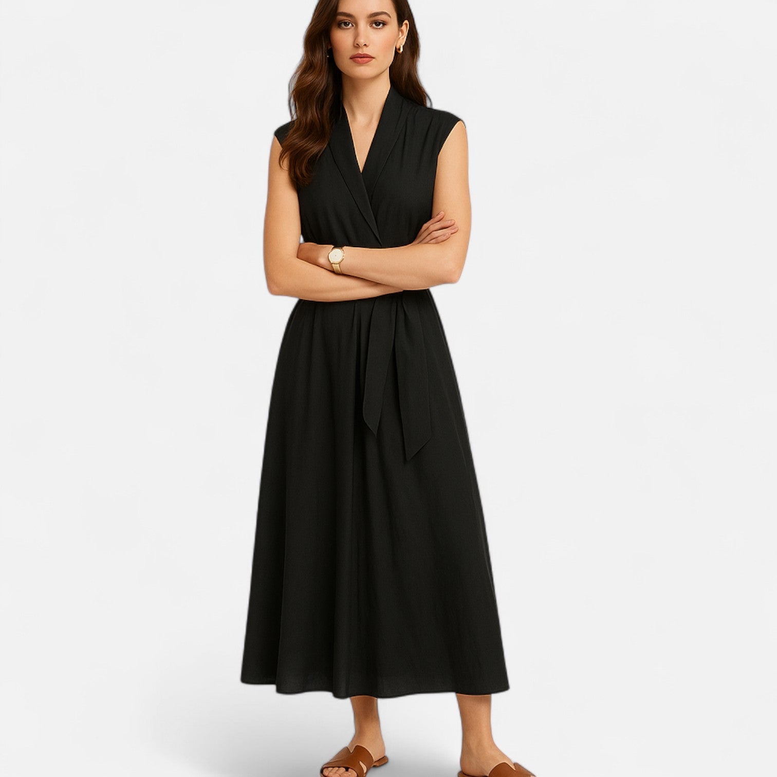 Dorevelle Women's Sleeveless Linen Dress – Elegant Heritage Style for Chic Summery Looks