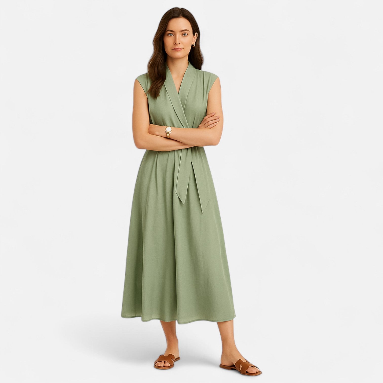 Dorevelle Women's Sleeveless Linen Dress – Elegant Heritage Style for Chic Summery Looks