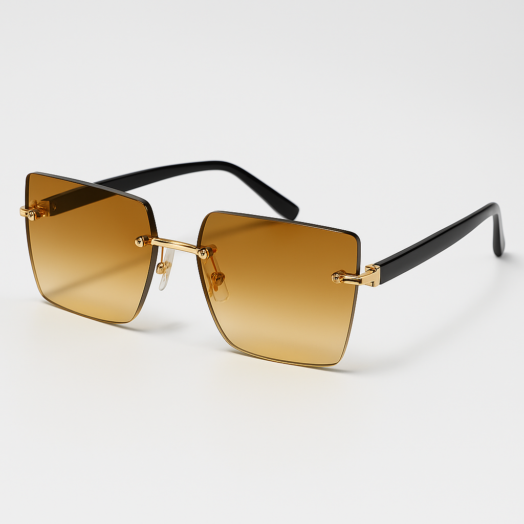 Frameless Retro Sunglasses – Colorful Rectangle Shades for Her