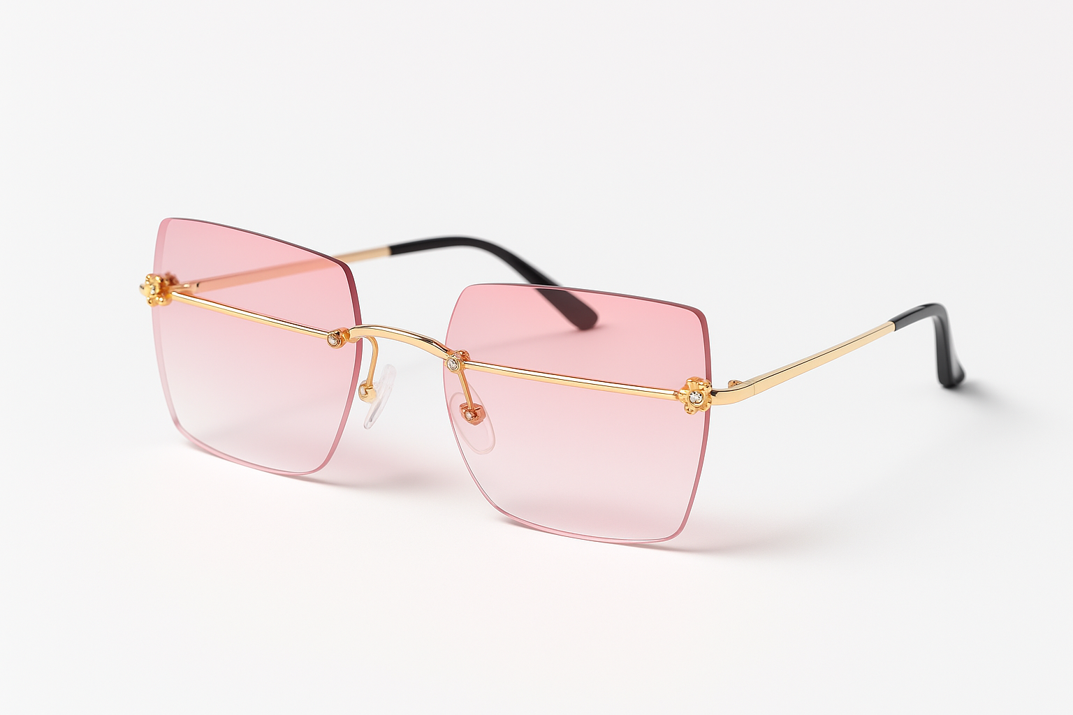 Frameless Retro Sunglasses – Colorful Rectangle Shades for Her