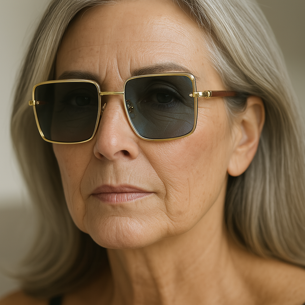 Women's sunglasses in retro design - metal, double bridge, pilot style