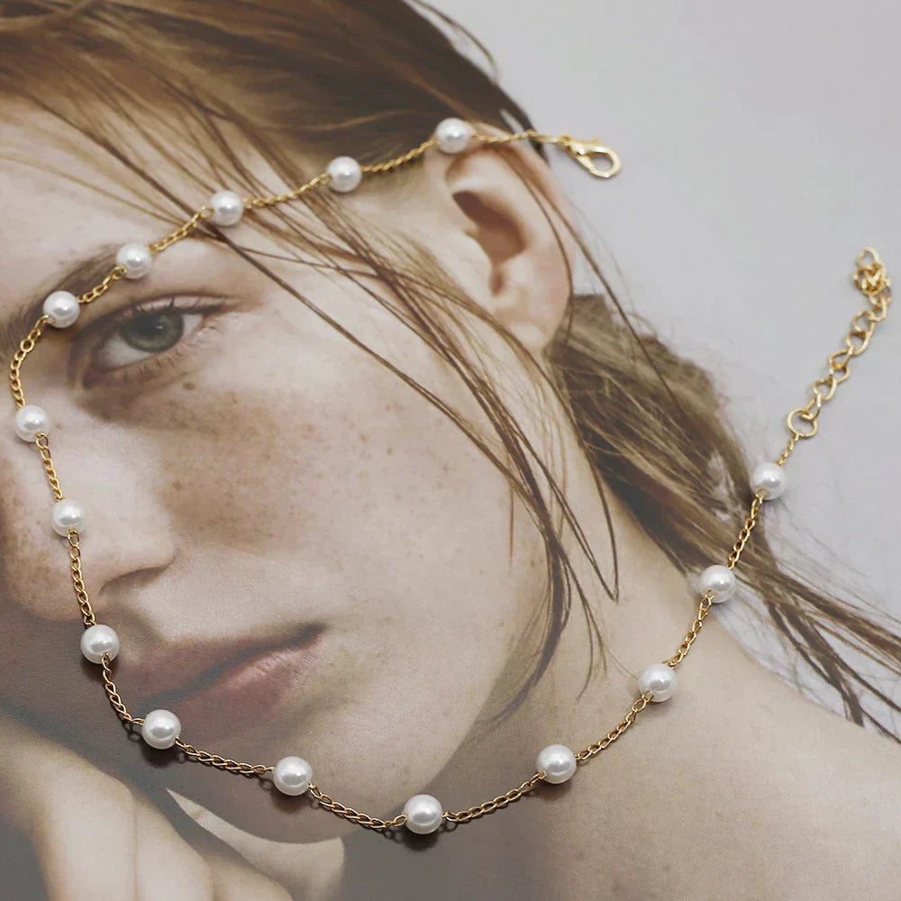 Glamorous Gold Pearl Necklace