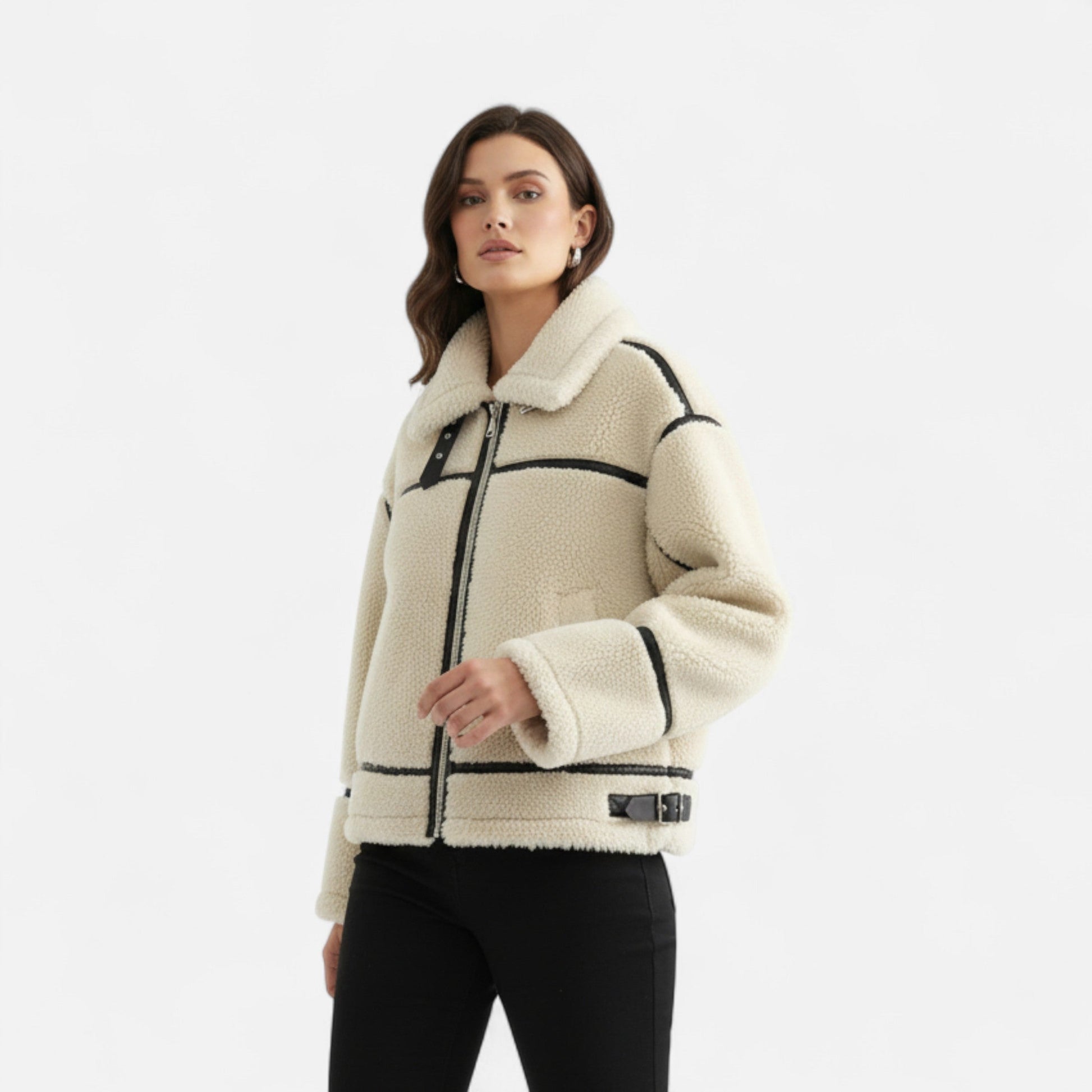 Dorevelle Damen Wollfell-Jacke – Stilvolle Herbst- und Wintereleganz
