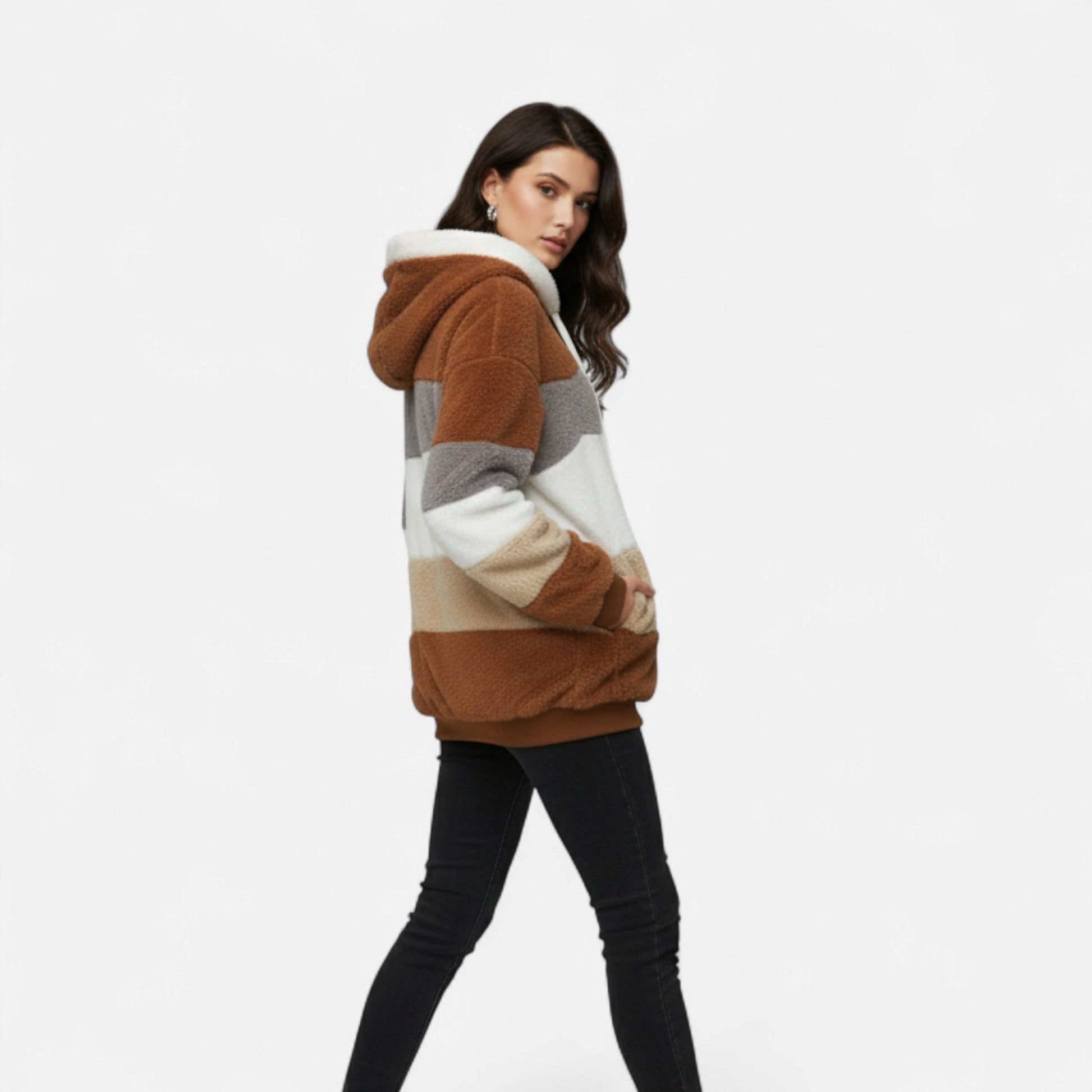 Dorevelle | Damen Oversized Jacke mit Kapuze – Elegante Herbst- und Wintermode