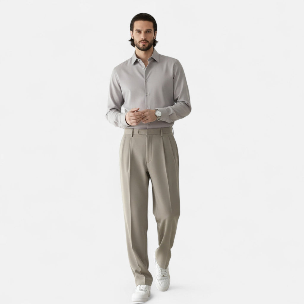 Dorevelle | Herrenweite-Hose mit weitem Bein – Herbstliche elegante Drapierung