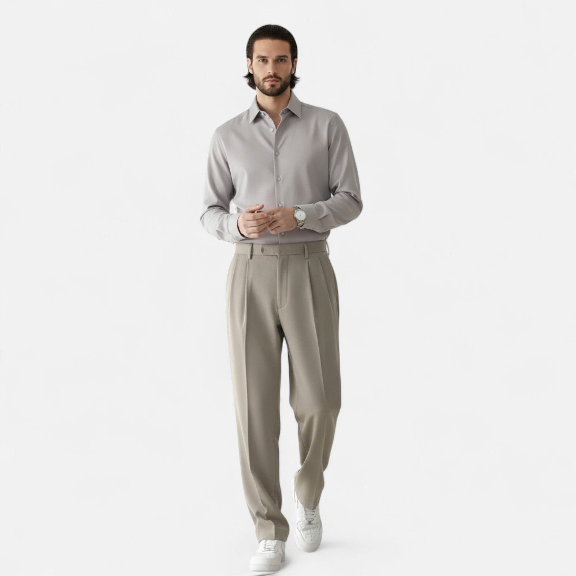 Dorevelle | Herrenweite-Hose mit weitem Bein – Herbstliche elegante Drapierung