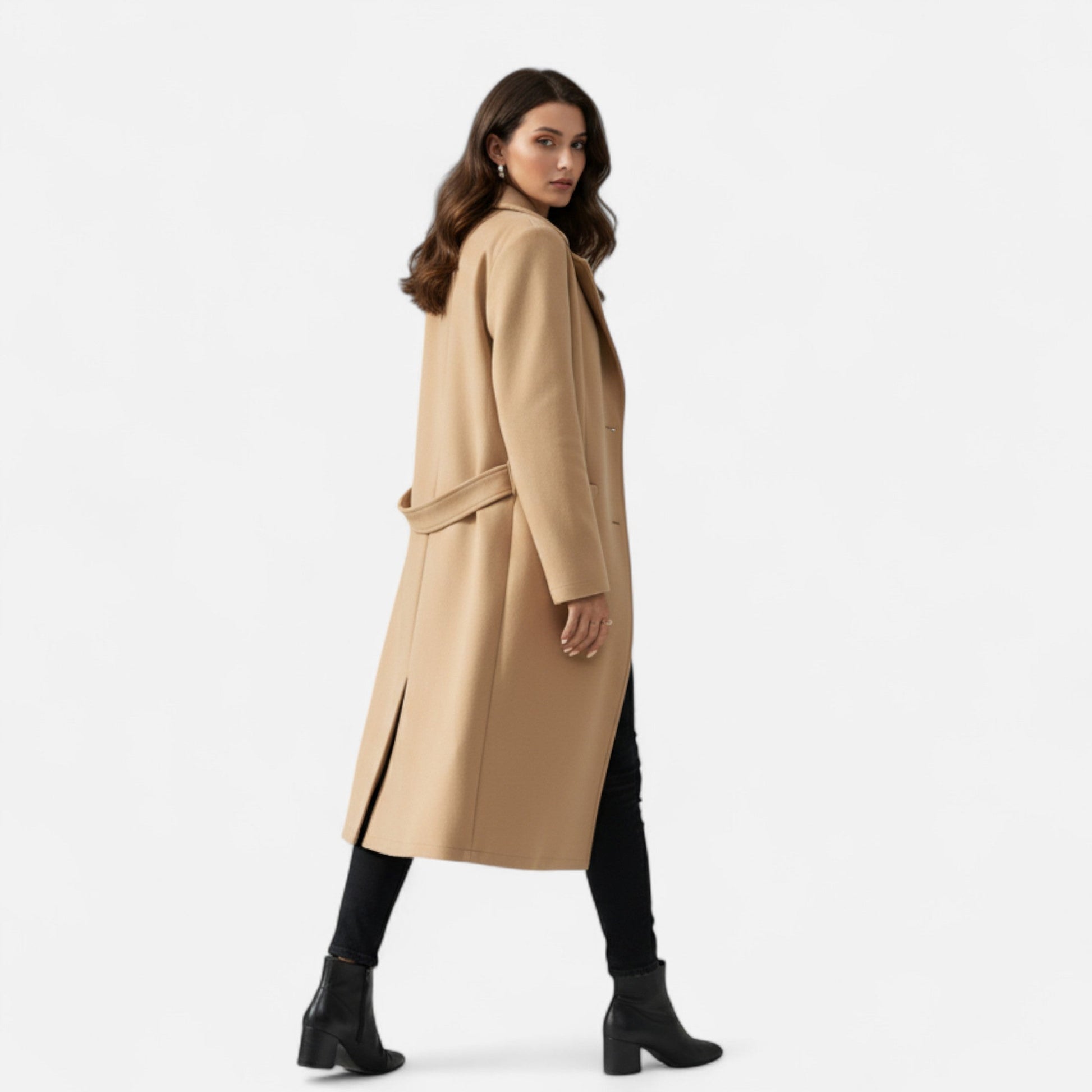 Dorevelle | Women's Elegant Tweed Overcoat with Stylish Belted Design