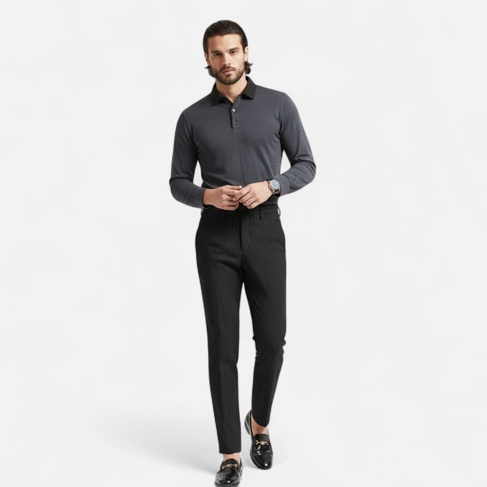Dorevelle | Herren Anzugshose mit Streifen – Elegante Slim-Fit Business-Mode