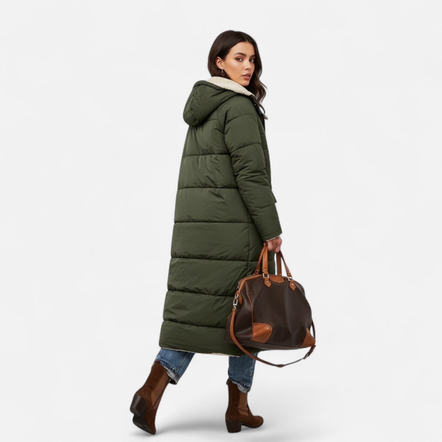 Dorevella | Women’s Long Padded Coat – Fleece Winter Elegance