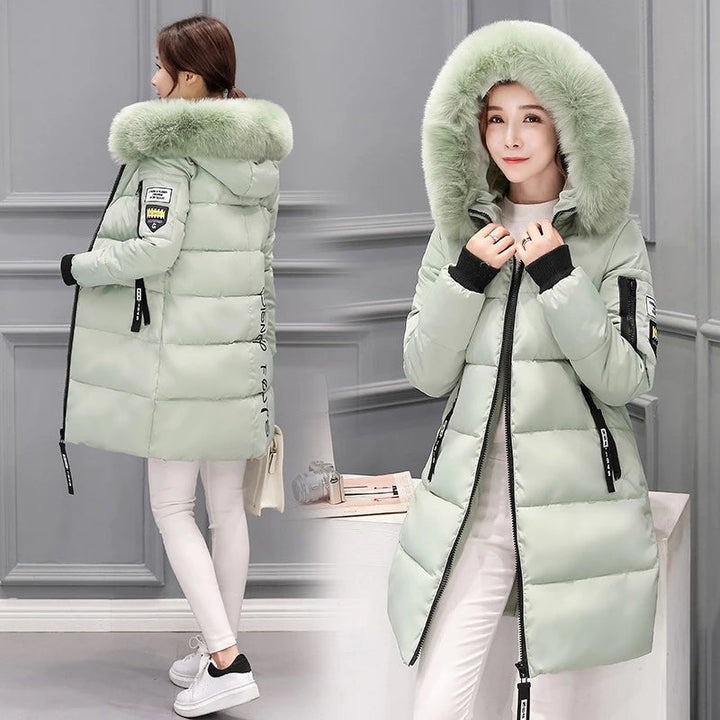Clus – Elegant Women's Winter Coat with Removable Fur Collar for Stylish Warmth