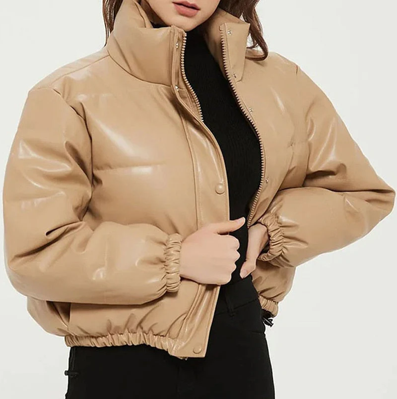 Veda – Stylish Short Bomber Jacket with Zipper and Elastic Cuffs
