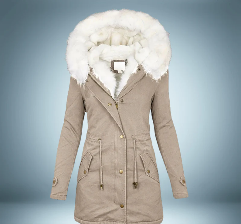 Elegant Black Parka with Luxurious Fur Collar