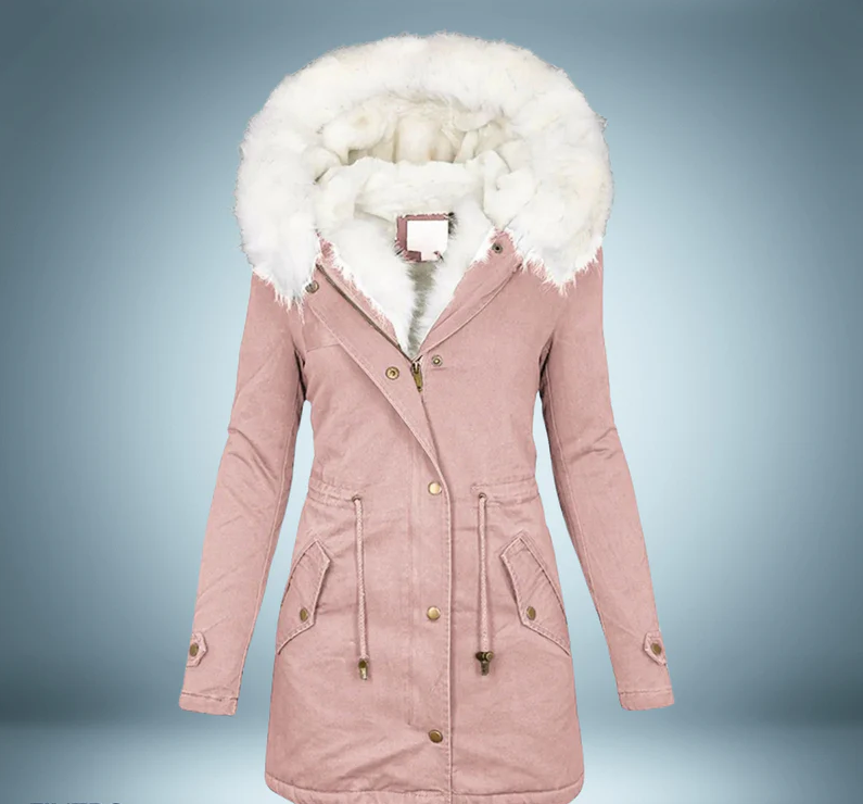 Elegant Black Parka with Luxurious Fur Collar