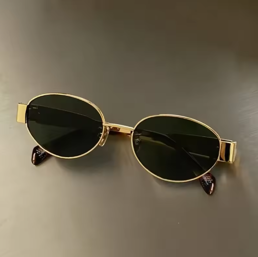 Vintage pilot sunglasses for women - green lenses & metal frame