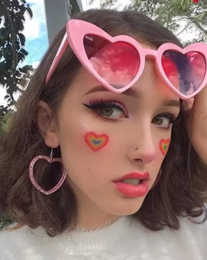 Ladies heart sunglasses retro big