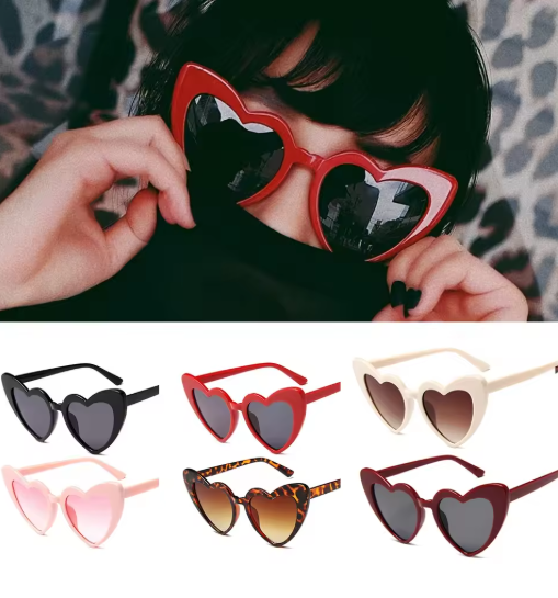 Ladies heart sunglasses retro big