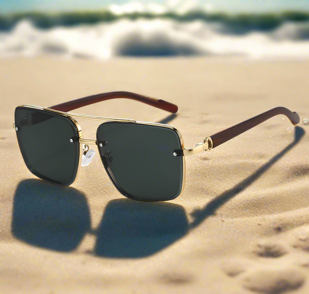 Women's sunglasses in retro design - metal, double bridge, pilot style