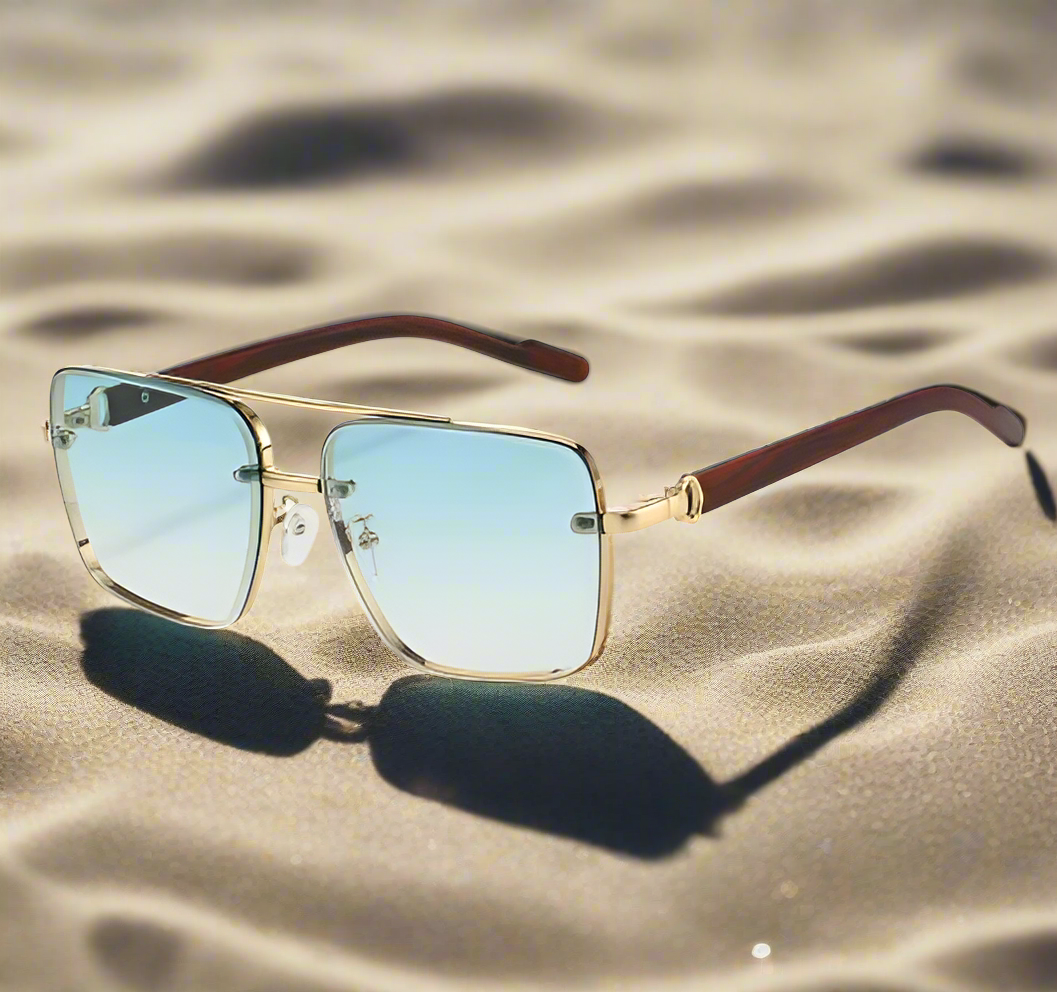 Women's sunglasses in retro design - metal, double bridge, pilot style