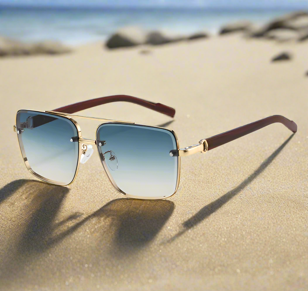 Women's sunglasses in retro design - metal, double bridge, pilot style