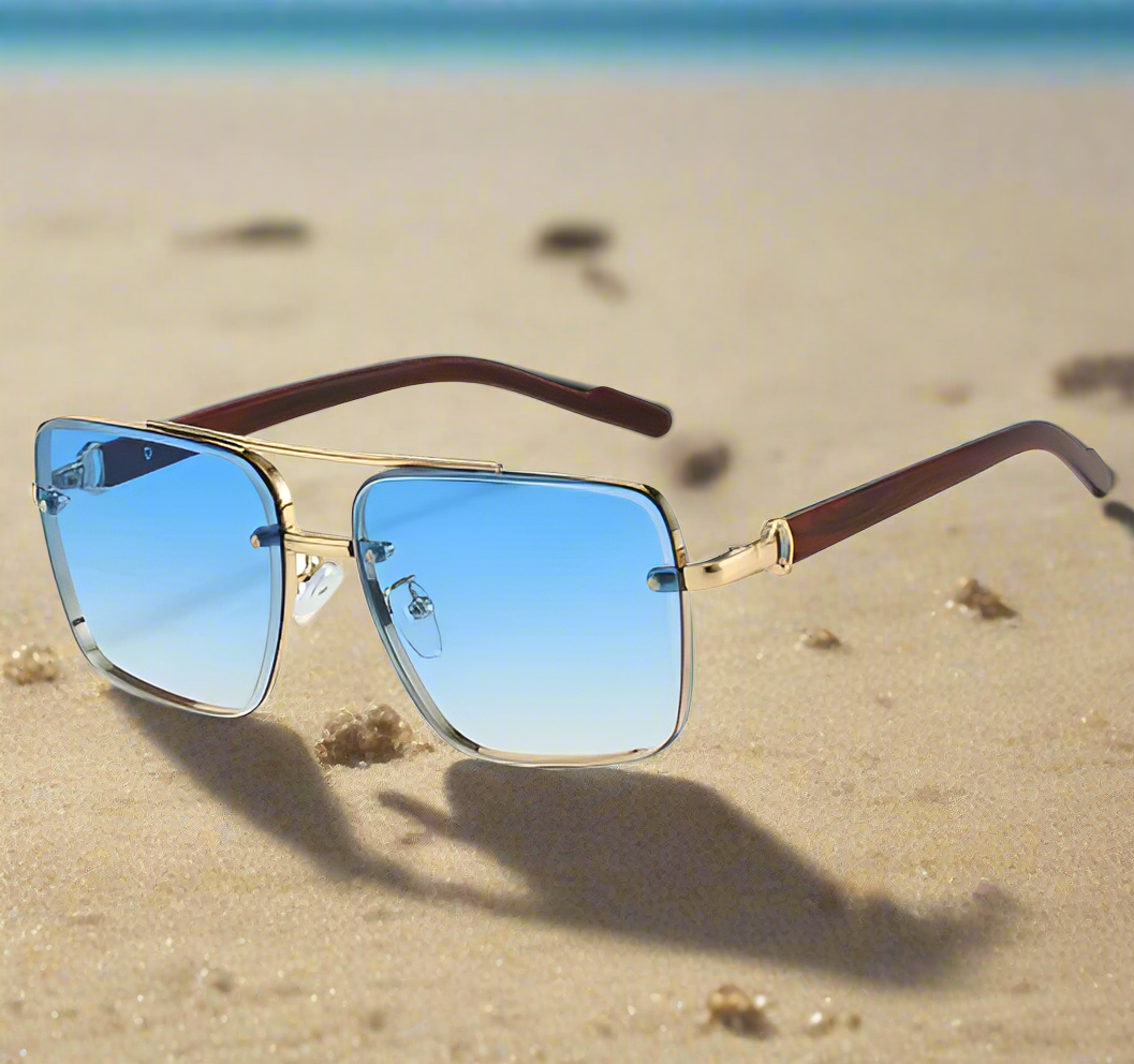 Women's sunglasses in retro design - metal, double bridge, pilot style