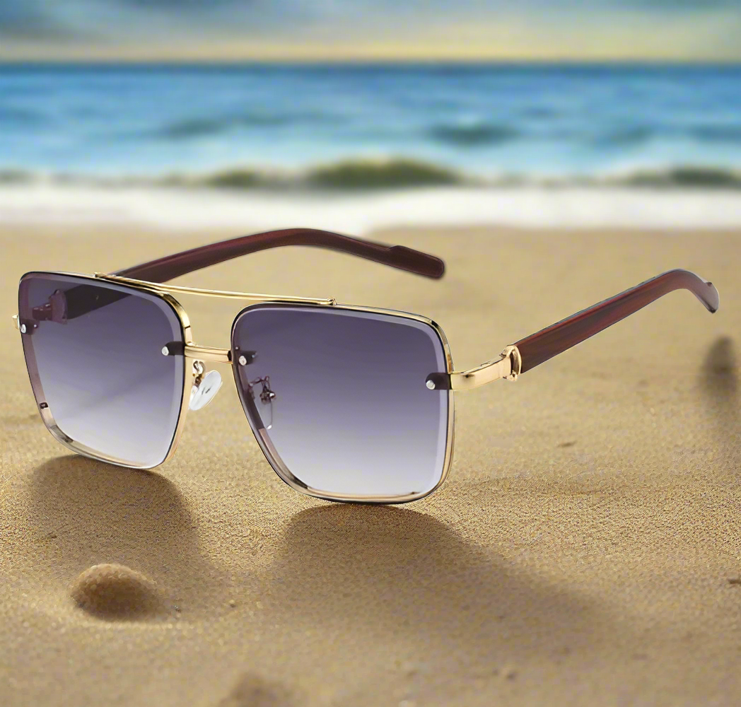 Women's sunglasses in retro design - metal, double bridge, pilot style