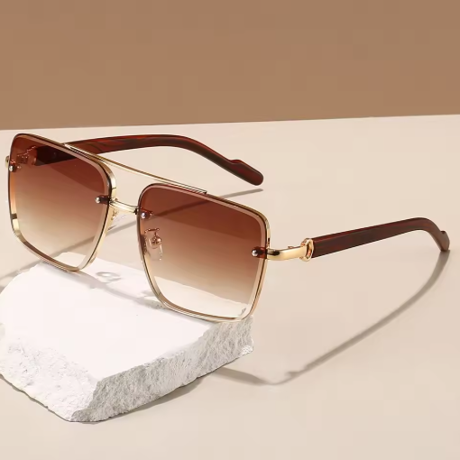 Women's sunglasses in retro design - metal, double bridge, pilot style