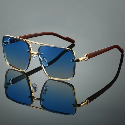 Women's sunglasses in retro design - metal, double bridge, pilot style