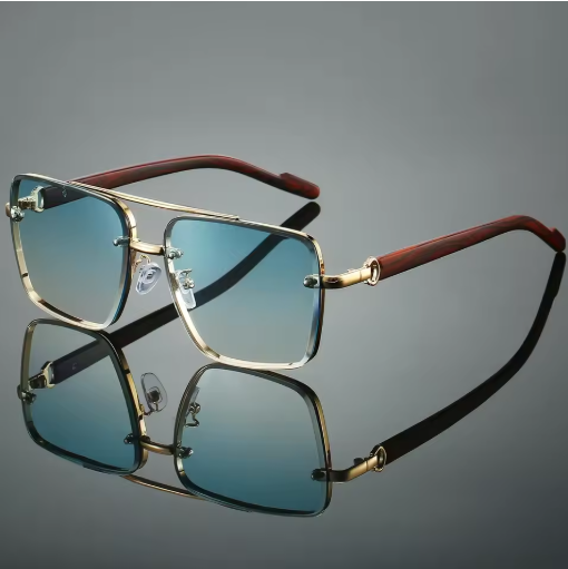 Women's sunglasses in retro design - metal, double bridge, pilot style