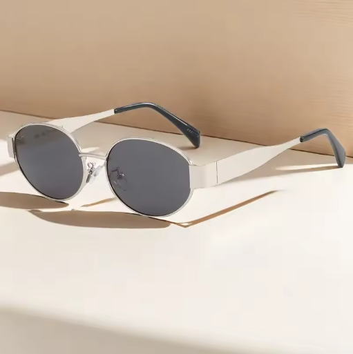 Designer sunglasses ladies - oval vintage shape in metal 2025