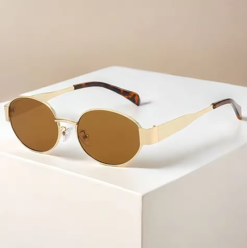 Designer sunglasses ladies - oval vintage shape in metal 2025