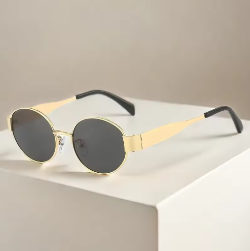 Designer sunglasses ladies - oval vintage shape in metal 2025