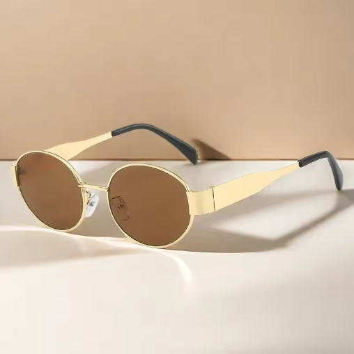 Designer sunglasses ladies - oval vintage shape in metal 2025