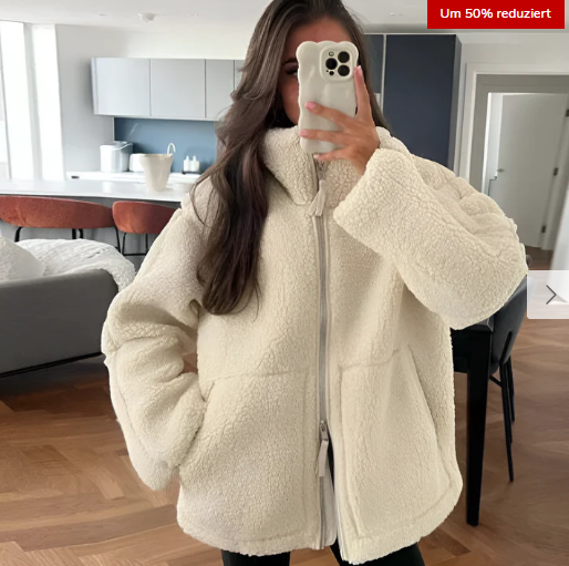 Cozy Women's Sherpa Jacket with Zipper – Perfect Warmth and Comfort