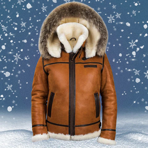 Meti – Cozy Sheepskin Jacket with Luxurious Fur Hood for Maximum Comfort