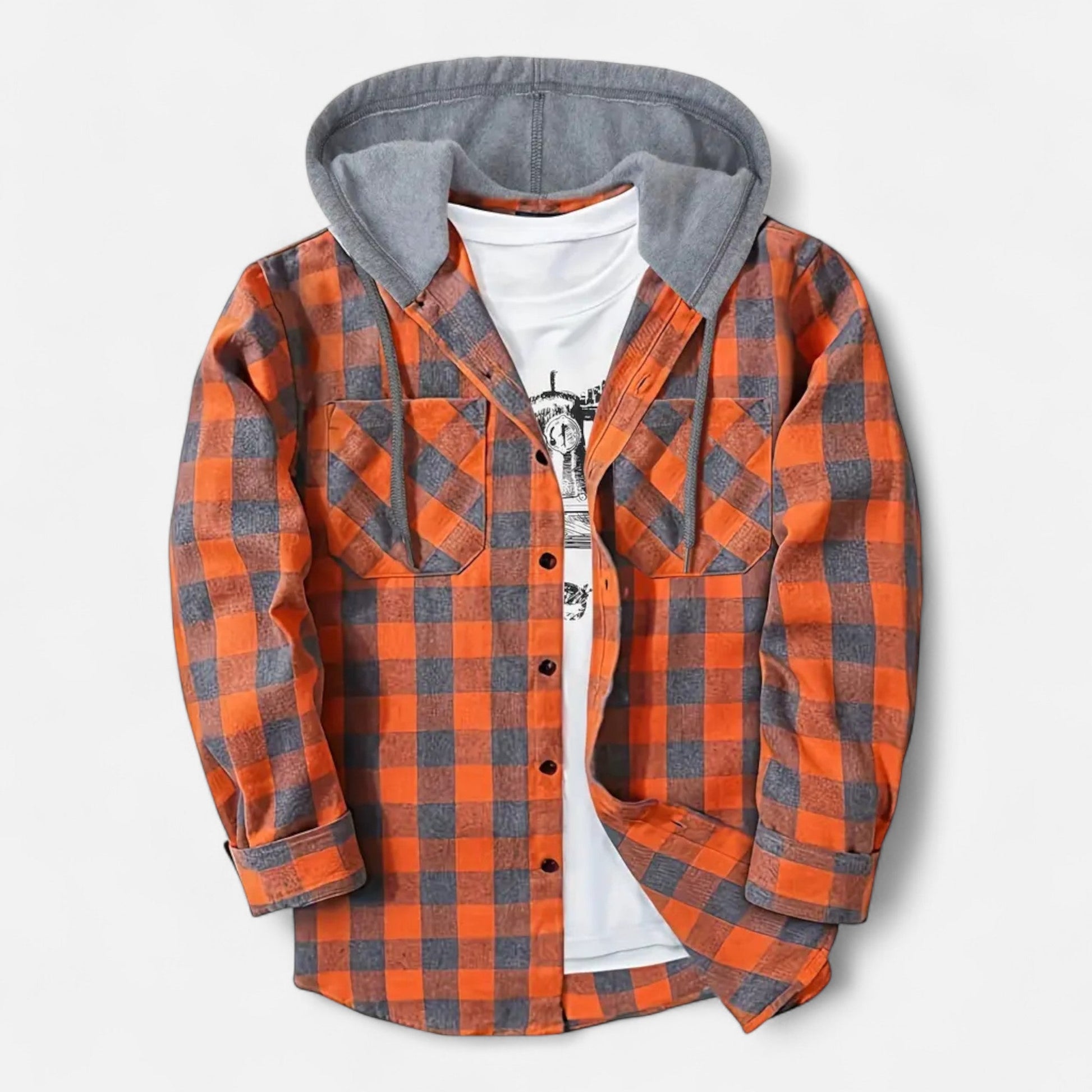 Dorevelle men’s stylish button-up hooded sweater for a casual yet trendy look
