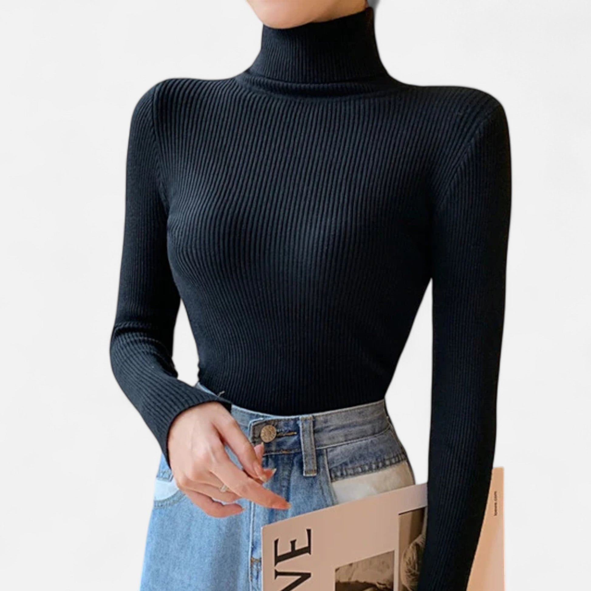 Dorevelle | Women’s Cozy Ribbed Turtleneck – Stylish Foldover Winter Elegance