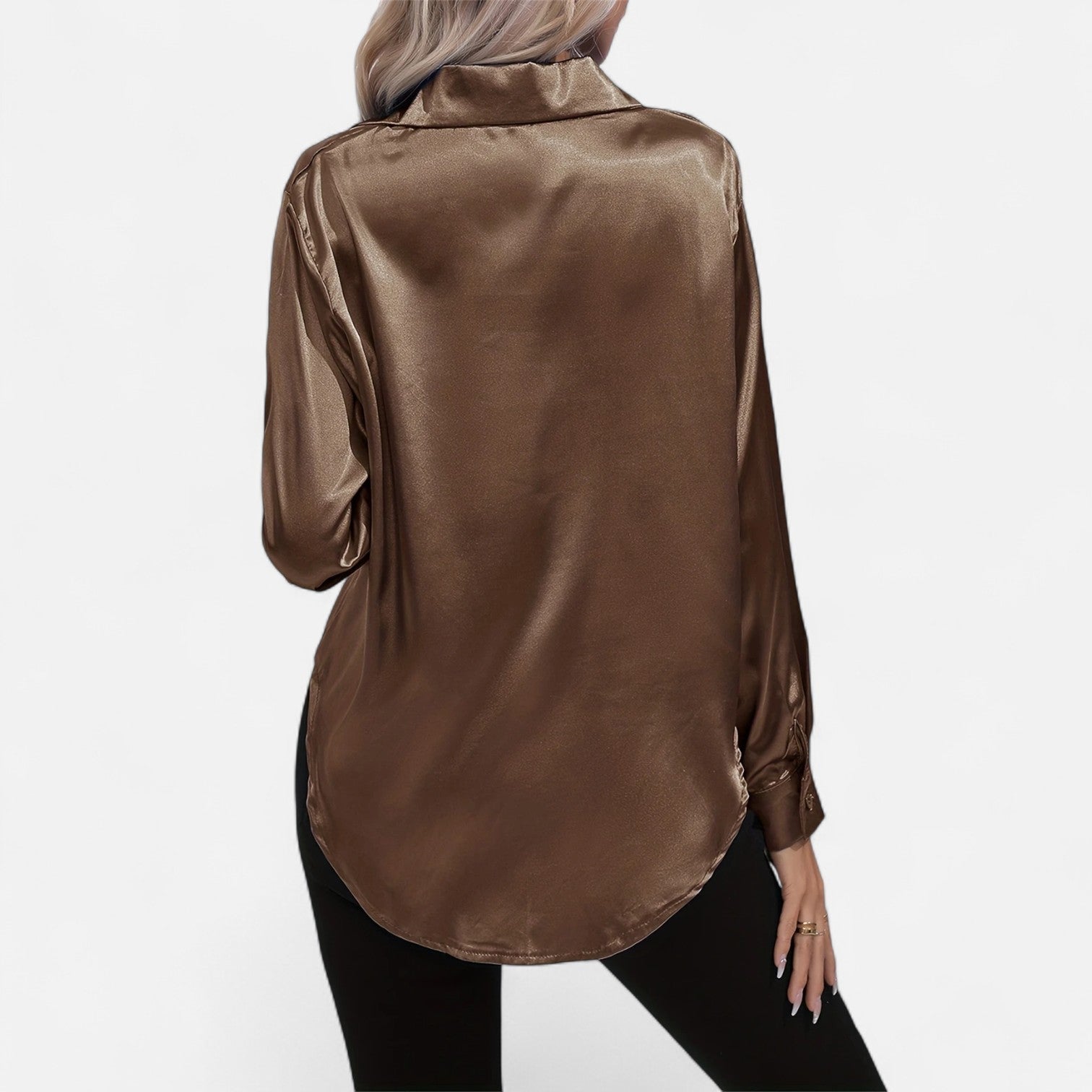 Dorevelle Women's Elegant Satin Shirt with Heritage Collar for a Classic Stylish Look