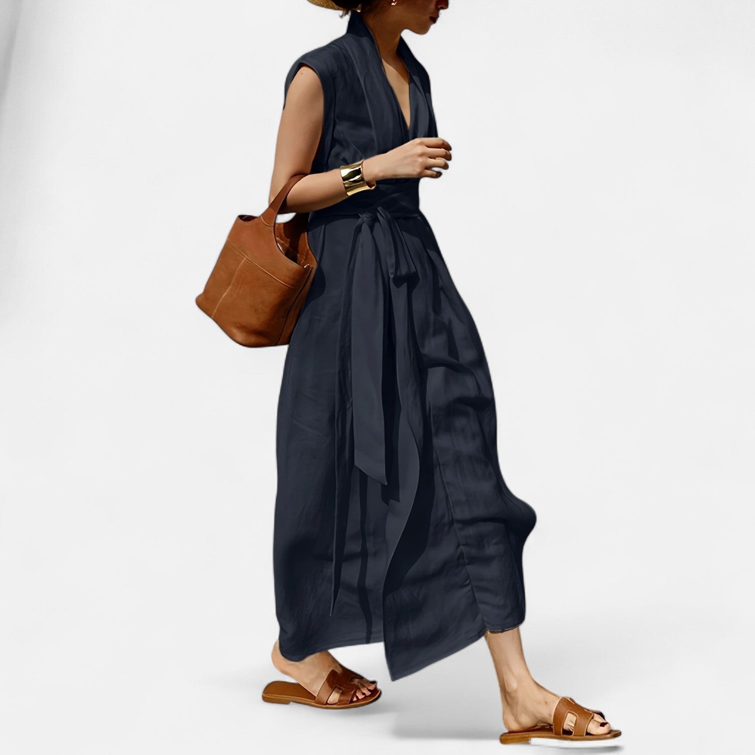 Dorevelle Women's Sleeveless Linen Dress – Elegant Heritage Style for Chic Summery Looks