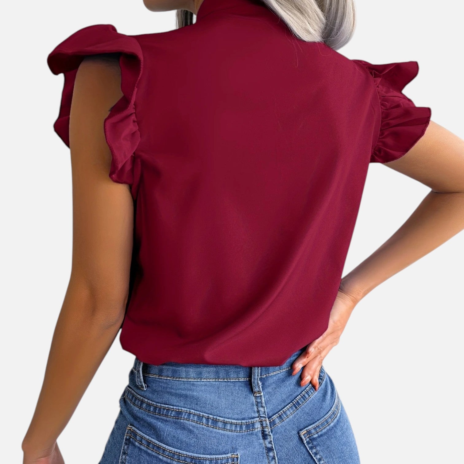 Dorevelle Opaca Collo Donna – Top in Chiffon con Nastrino Senza Maniche