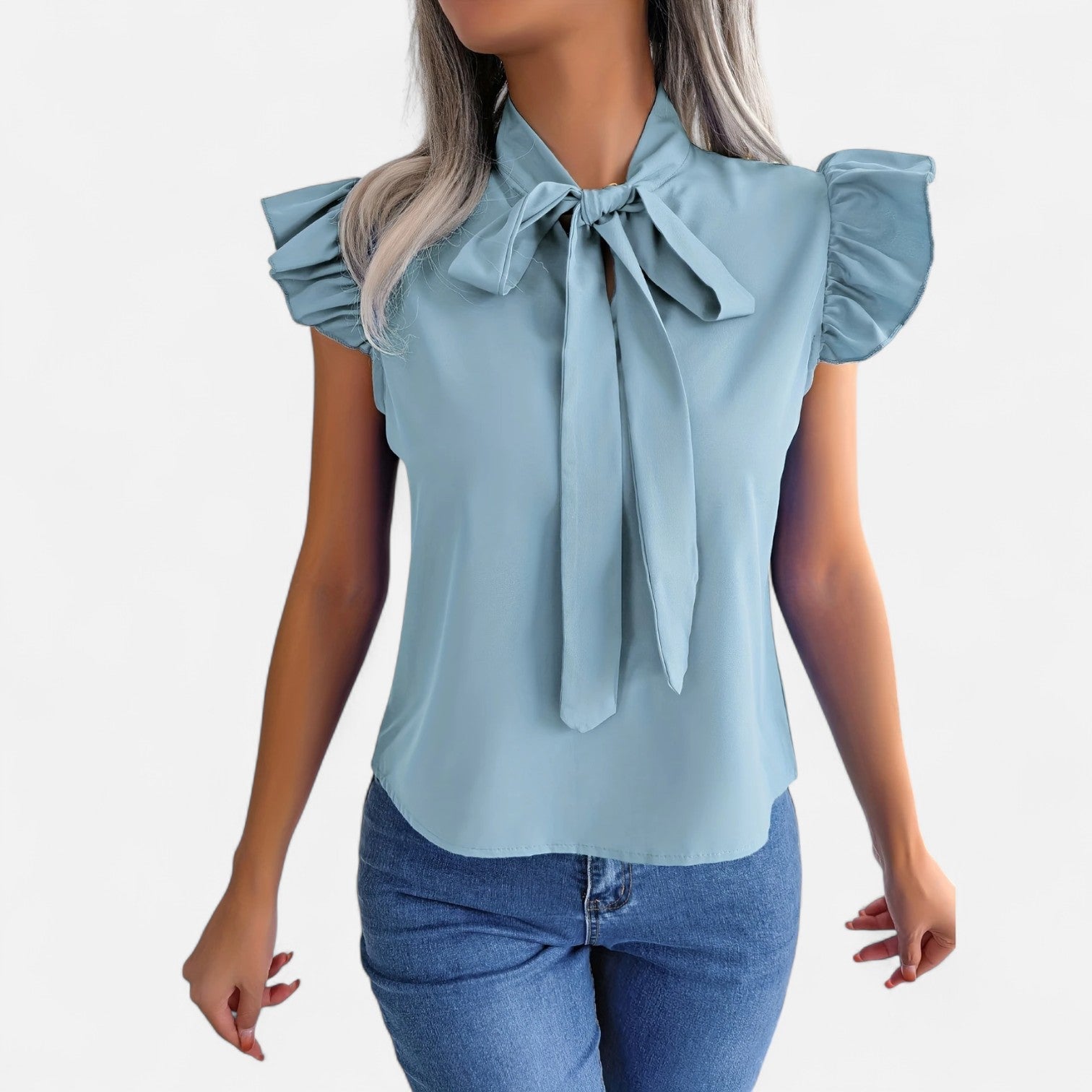 Dorevelle Opaca Collo Donna – Top in Chiffon con Nastrino Senza Maniche