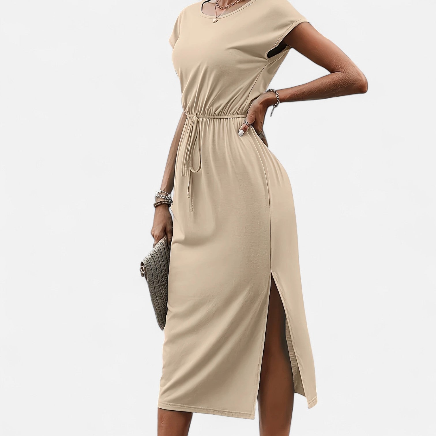 Dorevelle Women's Elegant White Dress with Stylish Heritage Knot Detail