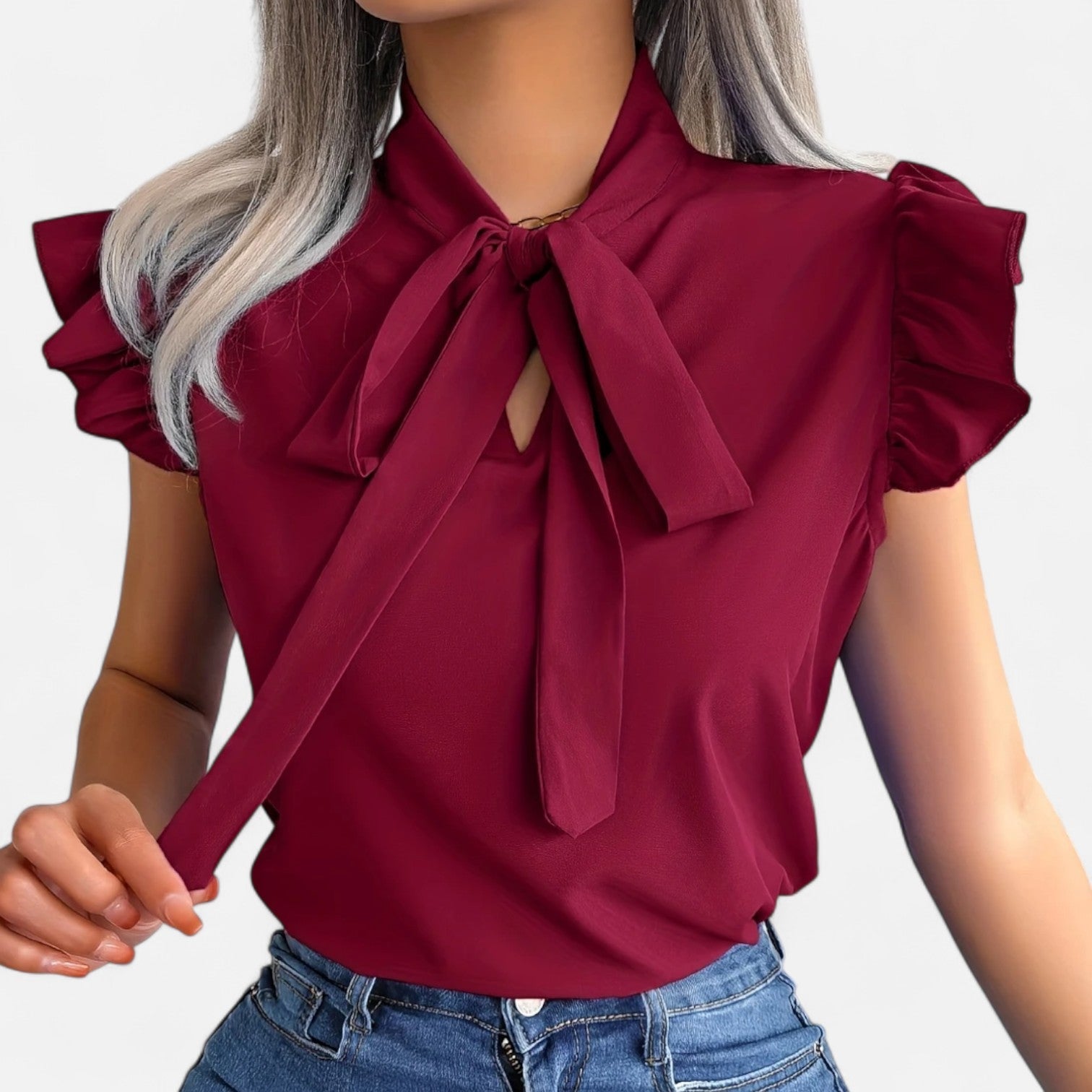 Dorevelle Opaca Collo Donna – Top in Chiffon con Nastrino Senza Maniche