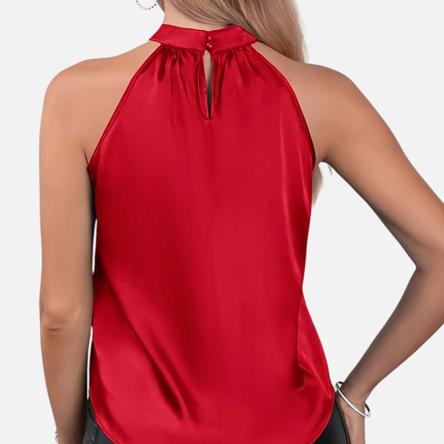 Dorevelle Women's Elegant Riviera Satin Halter Blouse – Timeless Style